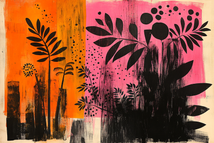Botanical Silhouettes on Color Blocks
