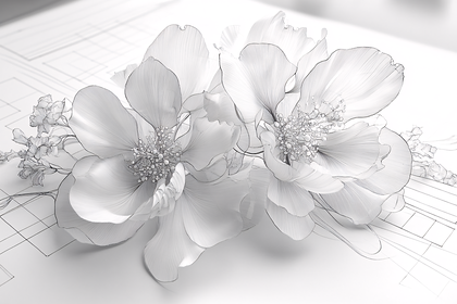 Botanical Sketch on Blueprint