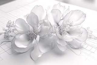 Botanical Sketch on Blueprint