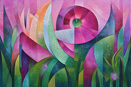 Botanical Spiral Garden Painting