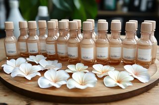 Bottles With Plumeria Flowers