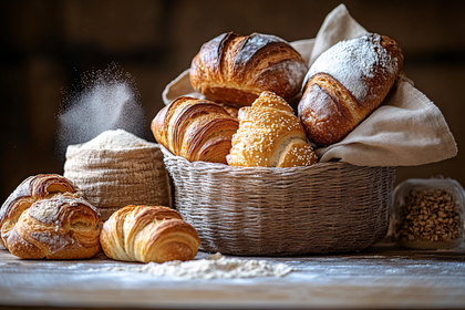 Bountiful Bread Basket with Flour Dust
