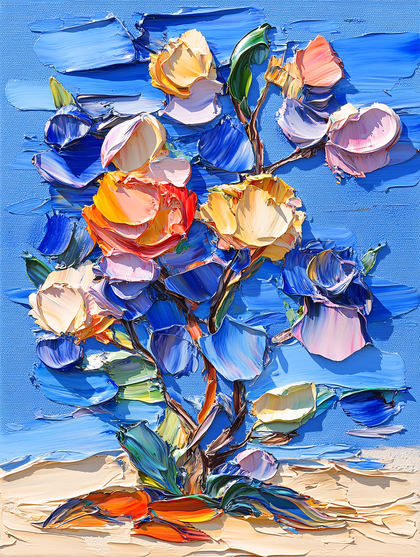 Bouquet Of Colorful Flowers Oil Painting