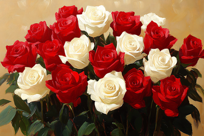 Bouquet Of Red And White Roses