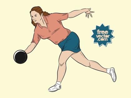 Bowling Woman Free Vector