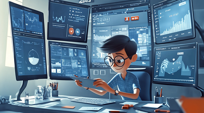 Boy Analyzing Stock Data