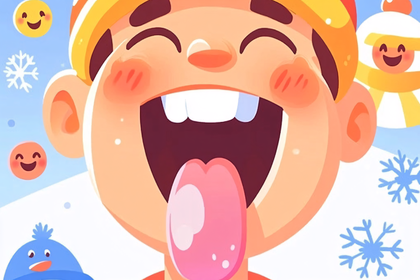 Boy Catching Snowflakes
