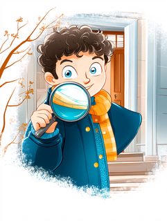 Boy Detective Investigating With Magnifying Glass