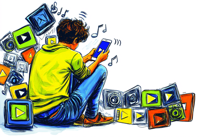 Boy Engaged in Mobile Entertainment
