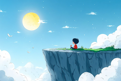 Boy Gazing At Moonlit Sky