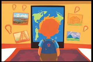 Boy Gazing at World Map