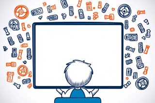 Boy Holding a Blank Screen