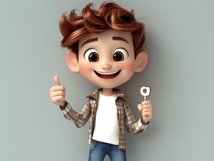 Boy Holding Speech Bubble Giving Thumbs Up