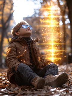 Boy in Glowing Glasses