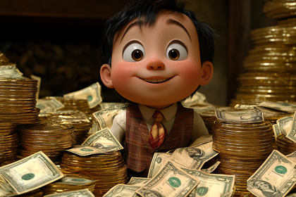 Boy In Money Pile