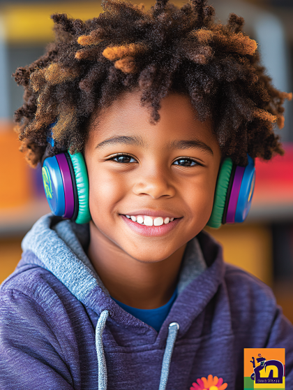 Boy Listening with Headphones
