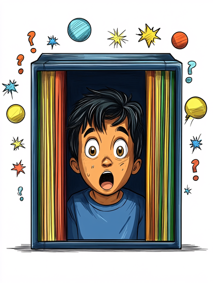 Boy Peeking Through a Book