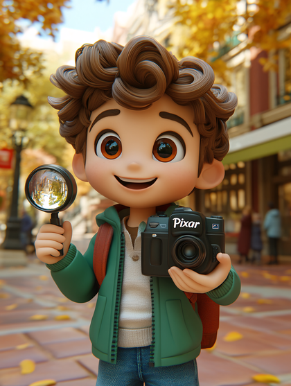 Boy Photographer Exploring City In Autumn