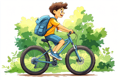 Boy Riding Bicycle