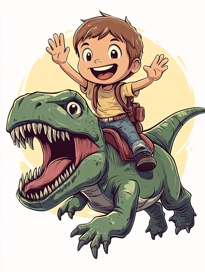 Boy Riding Dinosaur