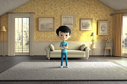 Boy Standing in Living Room