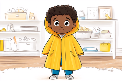 Boy Wearing Yellow Raincoat