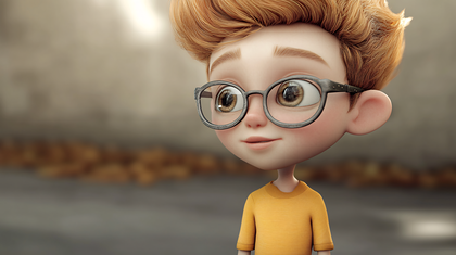 Boy With Glasses Cartoon Character Portrait