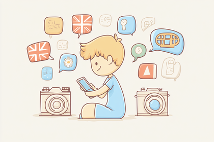 Boy with Phone and Speech Bubbles