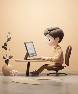 Boy Working On Computer At Desk