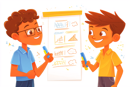 Boys Presenting on Whiteboard