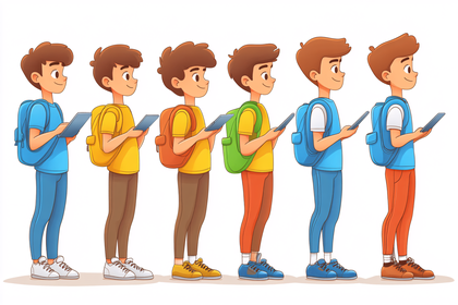 Boys With Backpacks And Tablets