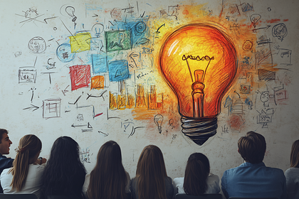 Brainstorming Light Bulb With Sketches