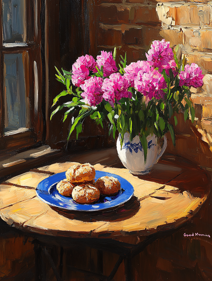 Breakfast Still Life With Flowers