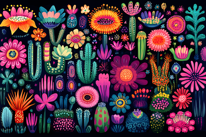 Bright Floral Arrangement on Dark Background