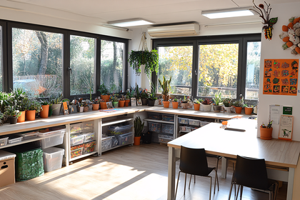 Bright Room Filled with Potted Plants and Natural Light