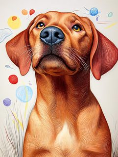 Brown Dog Looking Up Illustration