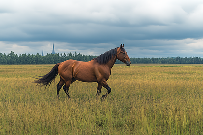 Brown Horse in Meadow