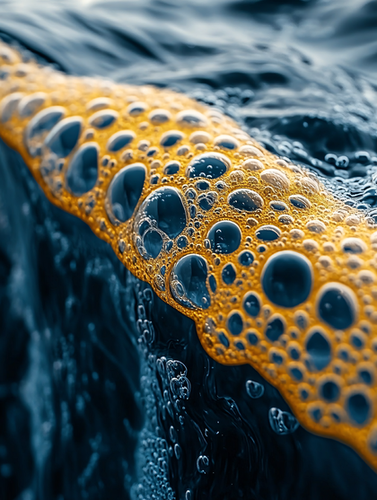 Bubble formation in dark blue water