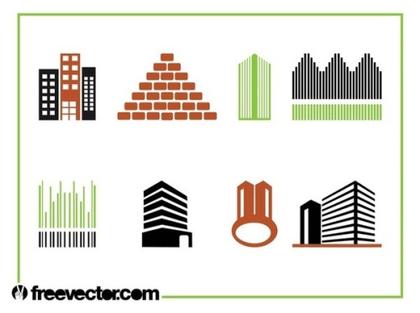 Buildings Icon Set Free Vector