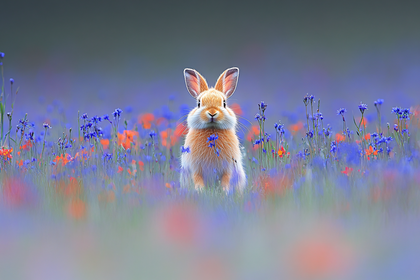 Bunny In A Flower Field