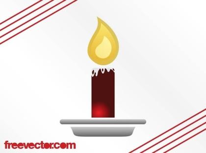 Burning Christmas Candle Free Vector