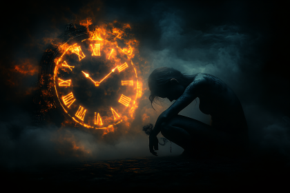 Burning Clock Woman