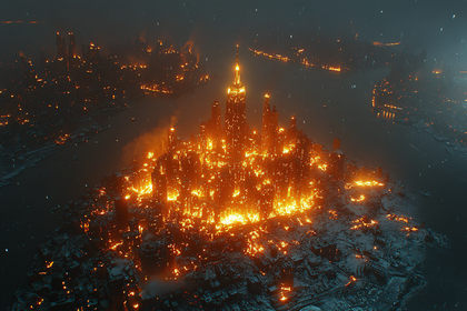Burning Metropolis at Night