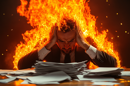Burning Out Business Man