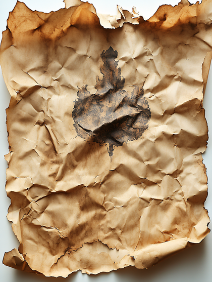 Burnt Spade on Crumpled Paper