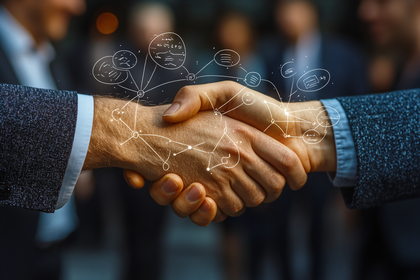 Business Handshake with Abstract Network