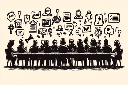 Business Meeting with Idea Icons