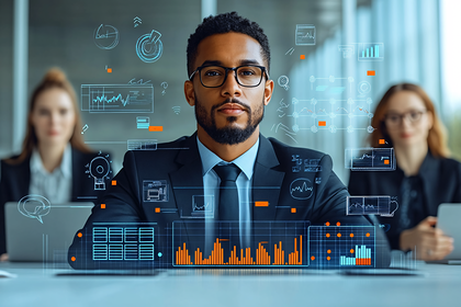 Business Professional with Data Interface