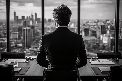 Businessman Overlooking City