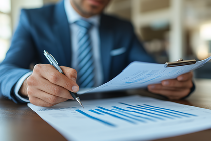 Businessman Reviewing Financial Documents